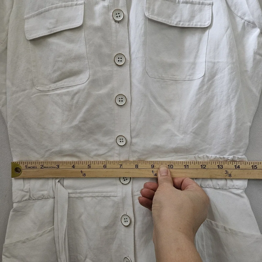 Intermix Juliet Tie Waist Romper Jumpsuit 4 White Linen Button Beach Boho Fairy